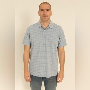Haggar Light Blue Grid Polo Shirt